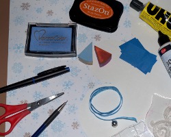 Bastelmaterial für Weihnachtskarte (Schneekugel) Bild von Material zum Basteln einer Schneekugel